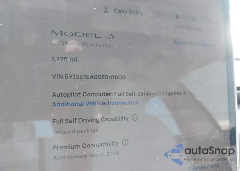 2025 Tesla Model 3 Long Range Rear-Wheel Drive из США, поврежденный, VIN 5YJ3E1EA0SF041609